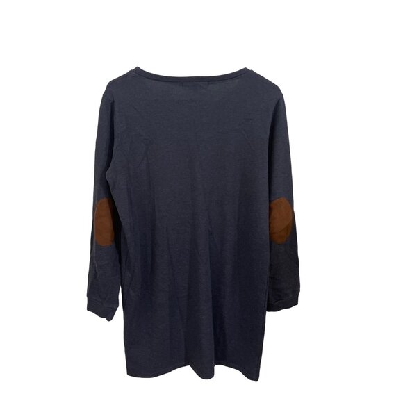 Ya Los Angeles blue brown long sleeved dress with arm patches size Medium - Picture 2 of 7